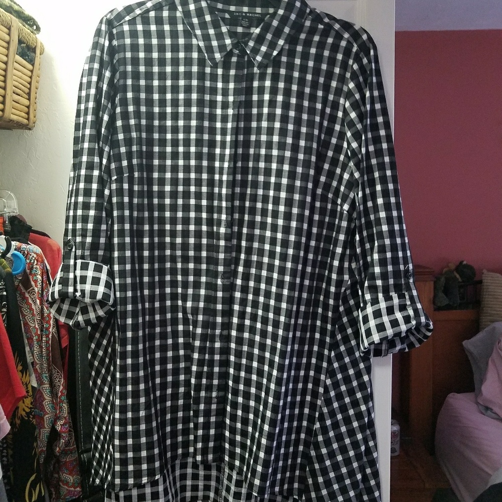 Black and White checkered long blouse